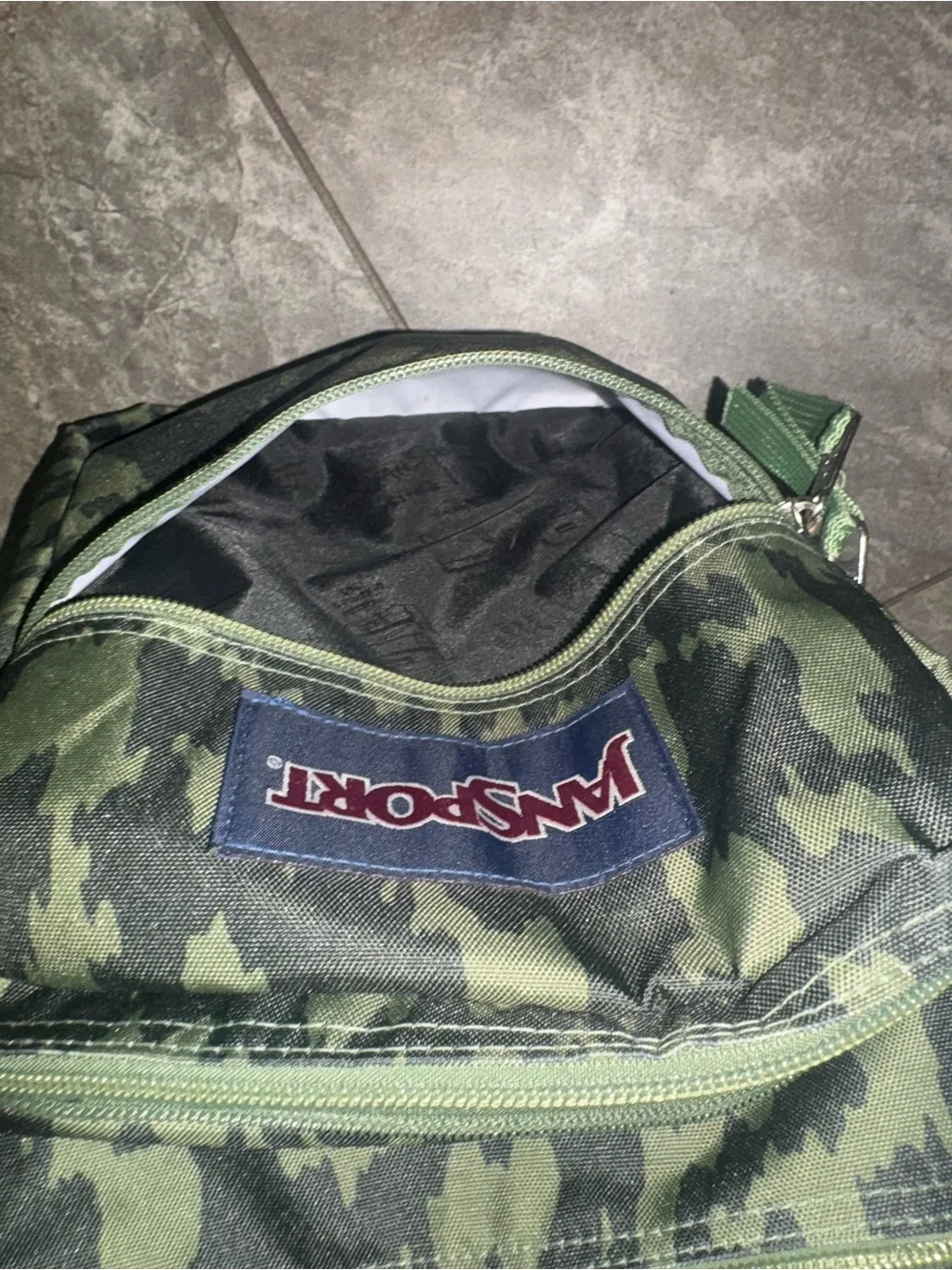 Jansport Green Camo Backpack Multi Zipper